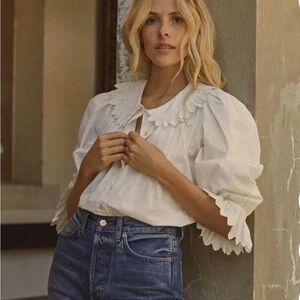 Doen White Ruffled Blouse